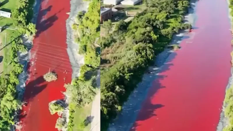 നദി ചുവപ്പായി; ആശങ്കയോടെ അര്‍ജന്റീന