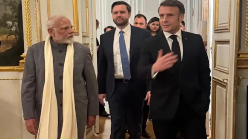 പ്രധാനമന്ത്രി നരേന്ദ്ര മോദി ഫ്രാൻസിൽ; ഫ്രഞ്ച് പ്രസിഡന്റുമായും യുഎസ് വൈസ് പ്രസിഡന്റുമായും കൂടിക്കാഴ്ച