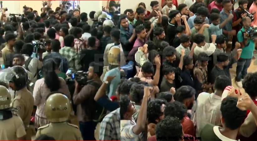 കേരളാ സർവകലാശാല സെനറ്റ് ഹാളിനുള്ളിൽ കയറി പ്രവർത്തകരുടെപ്രതിഷേധം