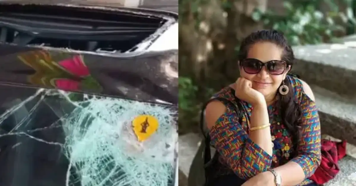 കാറിന് മുകളിൽ കൂറ്റൻ പാറ വീണു സ്ത്രീ മരിച്ചു