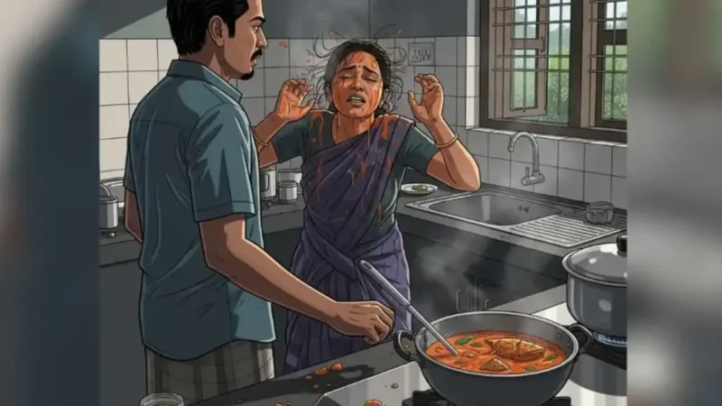 മന്ത്രവാദം; ഭാര്യയുടെ മുഖത്ത് ചൂടുള്ള മീൻകറി ഒഴിച്ച് ഭർത്താവ്